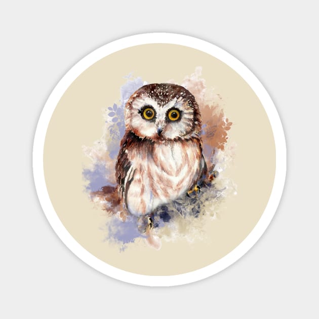 Watercolor Cute LIttle Owl Magnet by Country Mouse Studio